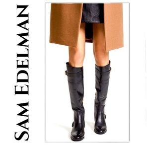 Sam Edelman Portman Black Knee-High Leather Riding Boots